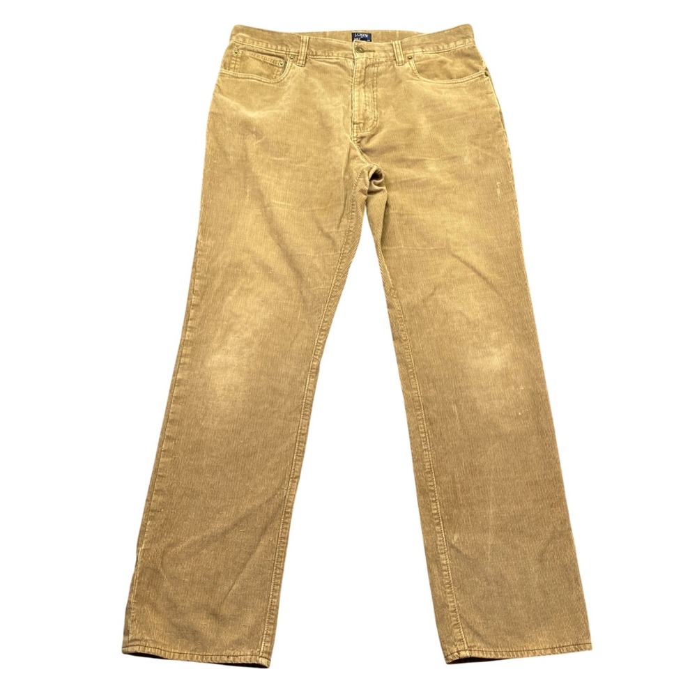 J.Crew The Bleecker Corduroy Pants Mens Sz 33 Tan Brown Straight Leg 46934